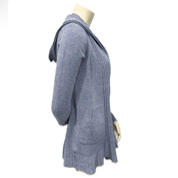 Cyrus Open Front Hooded Cardigan Sweater Women’s Size Small Blue Gray Pockets - Picture 2 of 7